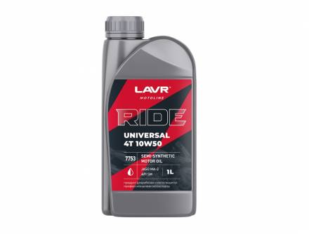 Моторное масло RIDE UNIVERSAL 4T 10W50 SM LAVR MOTO, 1 л / Ln7753